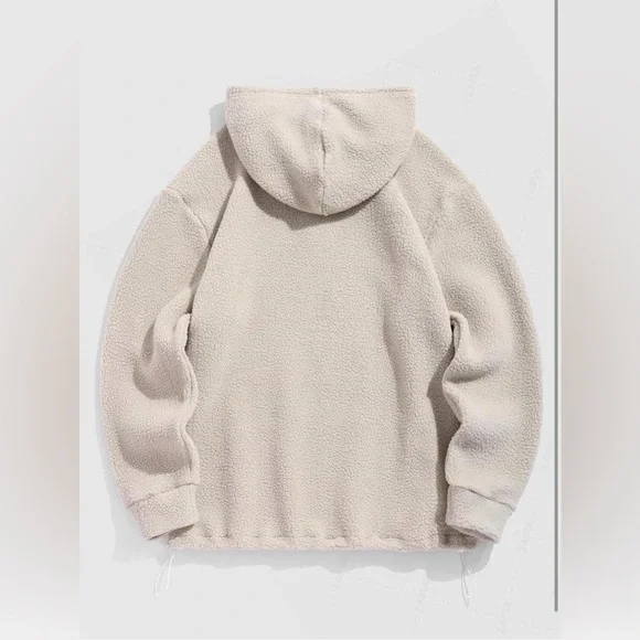 ZAFUL Men Aztec Tribal Quarter Zip Drawstring Fluffy Kangaroo Pocket Hoodie 2XL - Picture 3 of 6